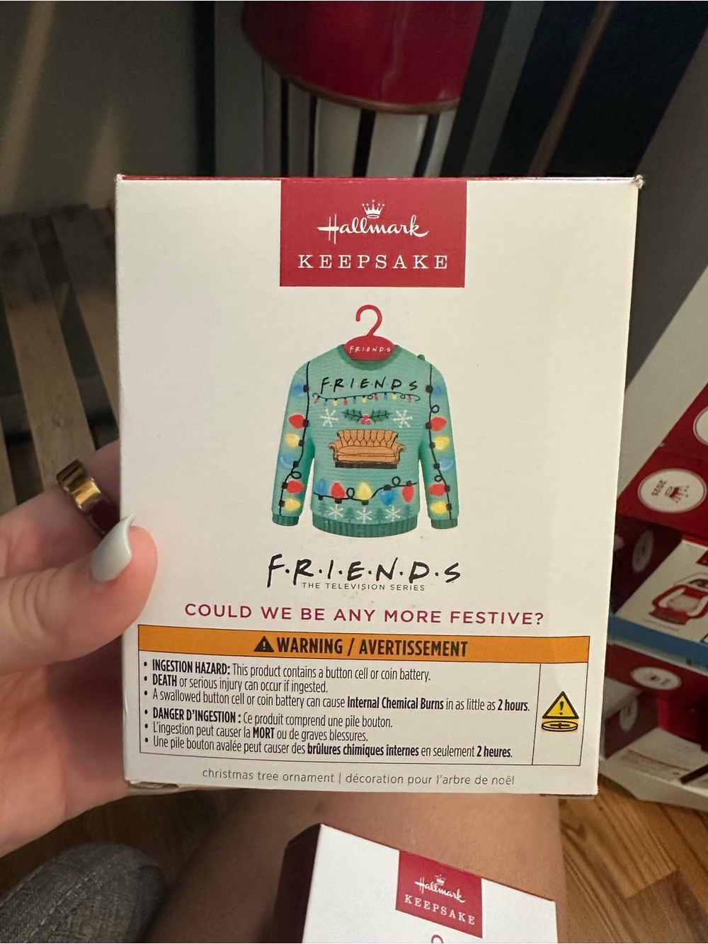 Hallmark Keepsake F.R.I.E.N.D.S. Teal Holiday Sweater Ornament